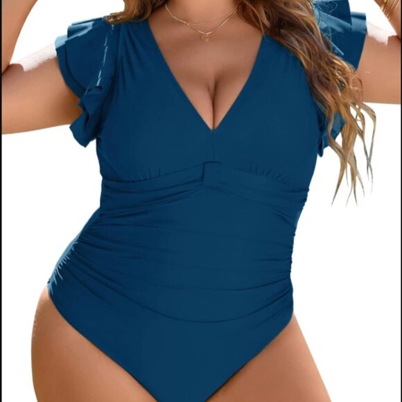 Blooming Jelly Women's Size XL Tummy Control Full Coverage Ruffle Sleeve 1pc - Picture 1 of 8